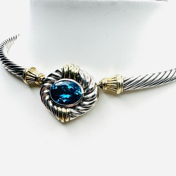 David Yurman Renaissance Choker Necklace With Topaz And Gold - Picture 5 of 8